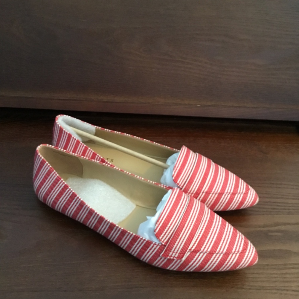 Talbots Red&White Striped Summer Flats, SZ 9.5, NIB - Picture 3 of 9